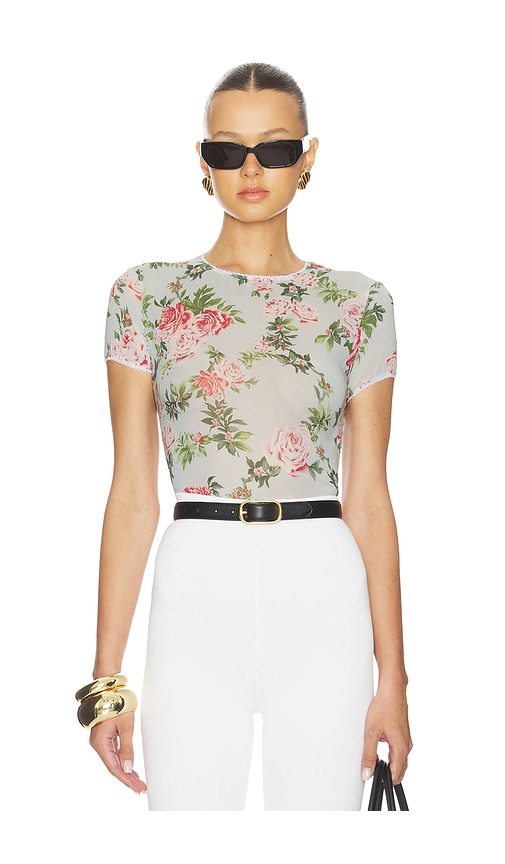 Magda Butrym Floral T-Shirt in Blue. Size 36. Also in 38, 40.