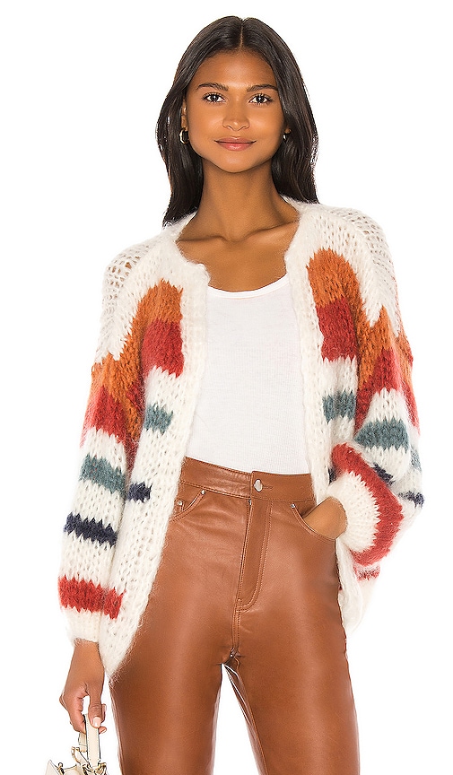 Maiami Mohair Big Cardigan in Creme & Copper | REVOLVE