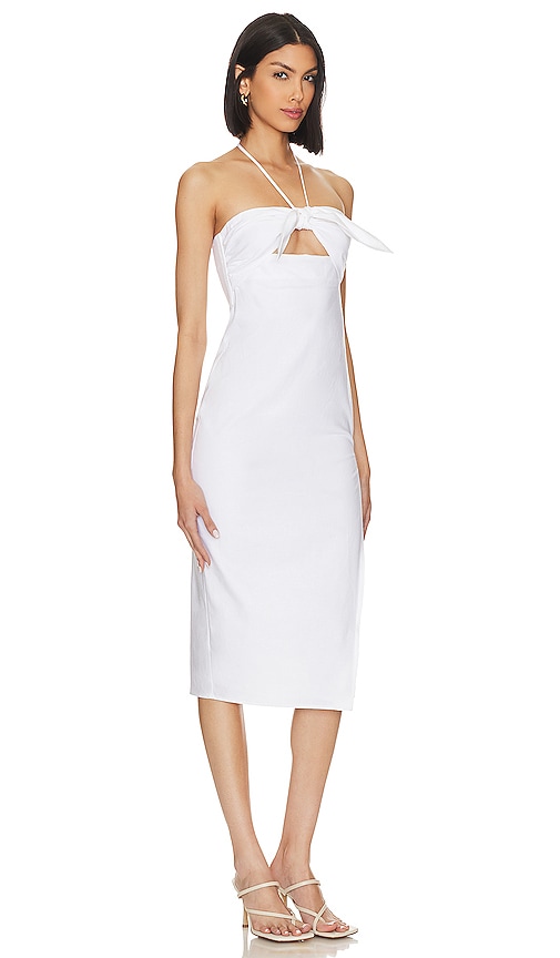 Shop Majorelle X Jetset Christina Olive Midi Dress In White