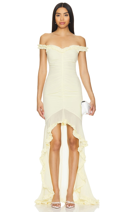 Shop Majorelle Chandra Gown In Lemon