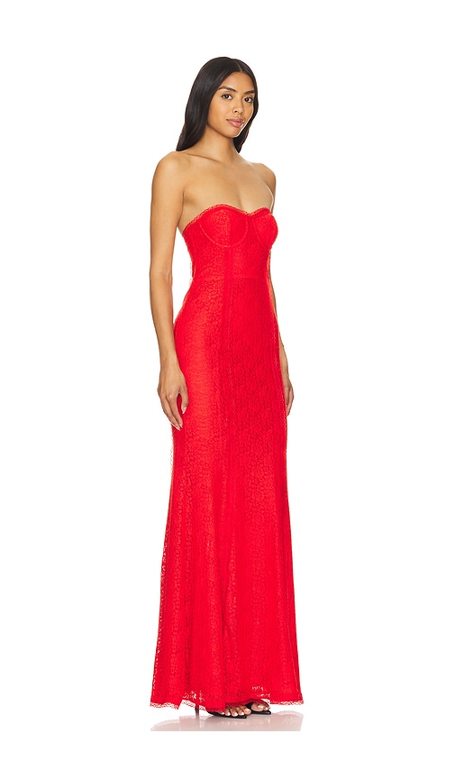 Shop Majorelle Mari Elena Gown In Æ¨±æ¡ƒçº¢