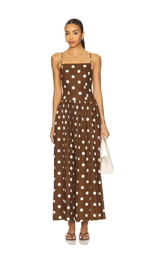 Dot Maxi Dress in Brown. - size XL (also in L, M, S, XXS)