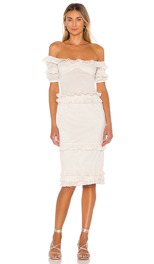 MAJORELLE Ollie Midi Dress in White