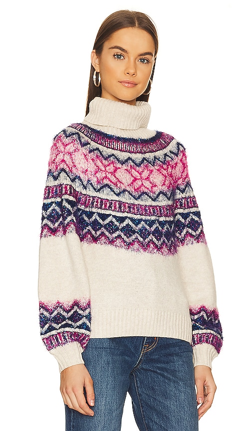 Shop Majorelle Lizelle Fair Isle Sweater In Pink & Blue Multi