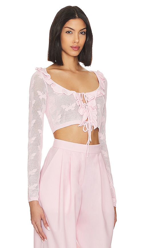 Shop Majorelle Tailyn Butterfly Cardigan In Light Pink