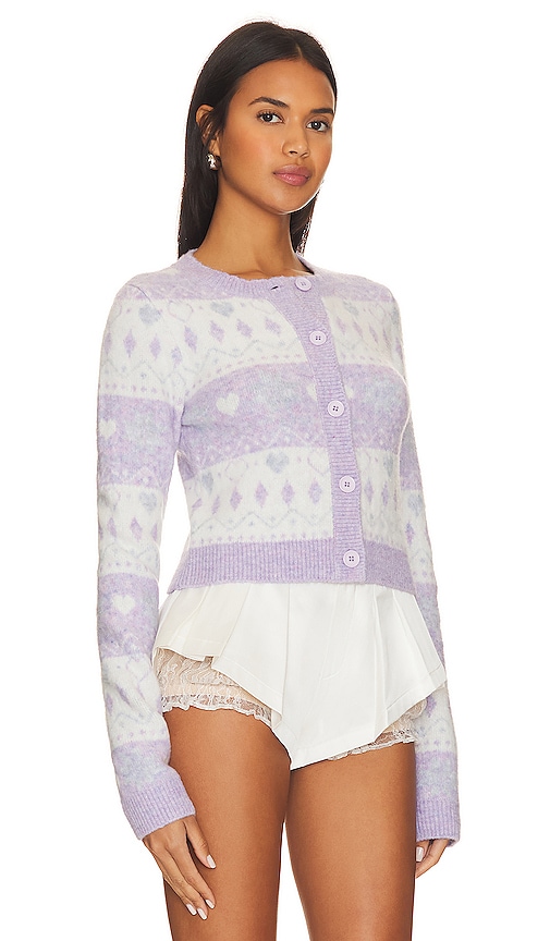 Shop Majorelle Marnie Fair Isle Cardigan In Lavender Ivory