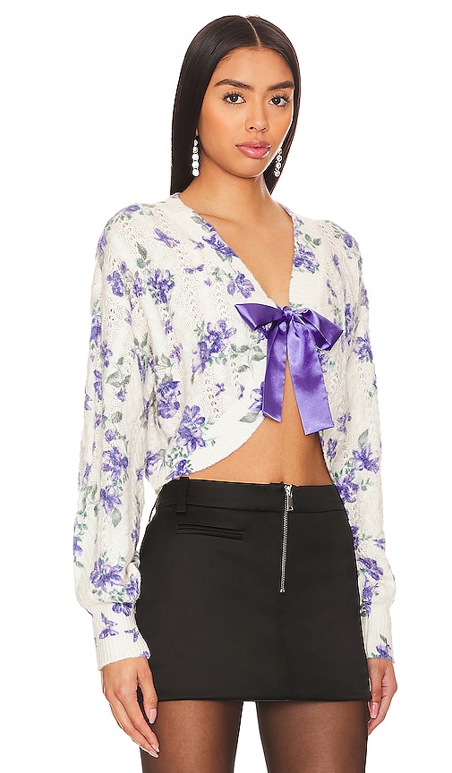 Shop Majorelle Luan Cardigan In Ivory,purple