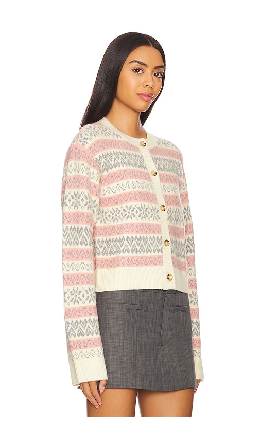 Shop Majorelle Annalee Fairisle Cardigan In Pink & Ivory Multi