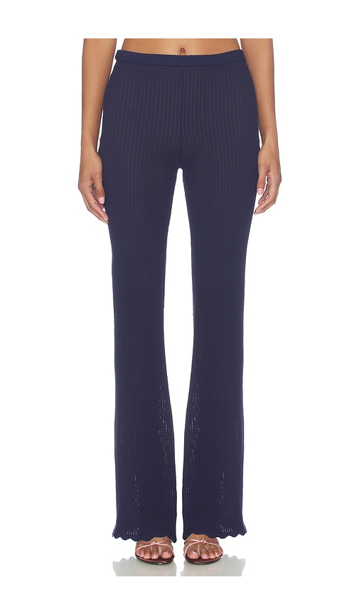 MAJORELLE Lucassia Textured Knit Pant in Navy. - size L (also in M, S, XL, XS, XXS)
