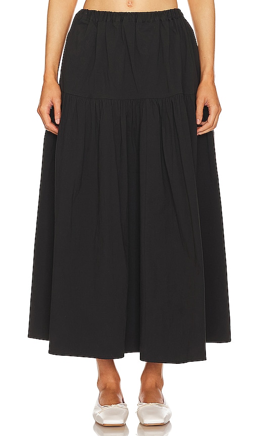 MAJORELLE Carolyn Midi Skirt in Black