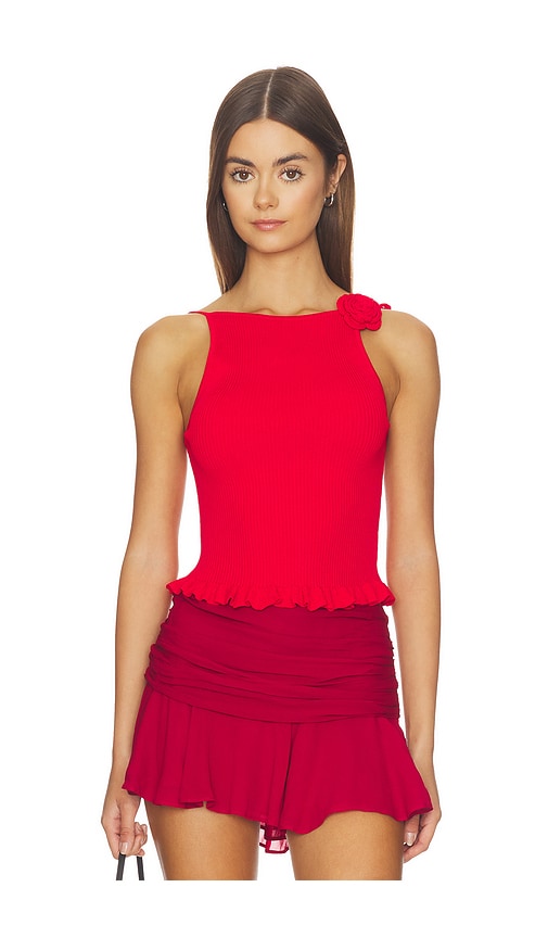 Majorelle Kamilla Crochet Flower Tank In Red