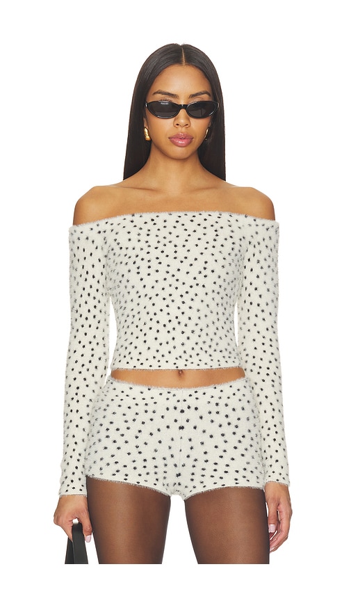 Shary Off The Shoulder Leopard Top in White