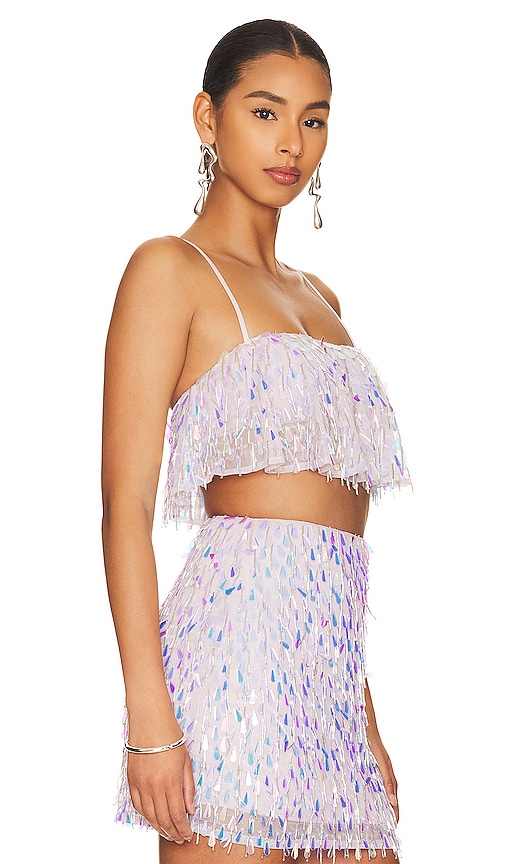 Shop Majorelle Mallory Embellished Crop Top In Metallic Silver