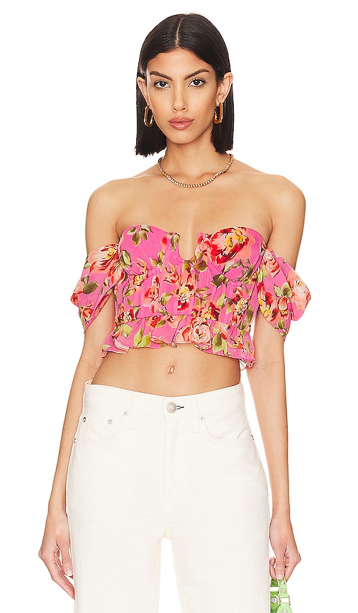 Majorelle Paloma Bustier Top In Pink Sangria Sunset