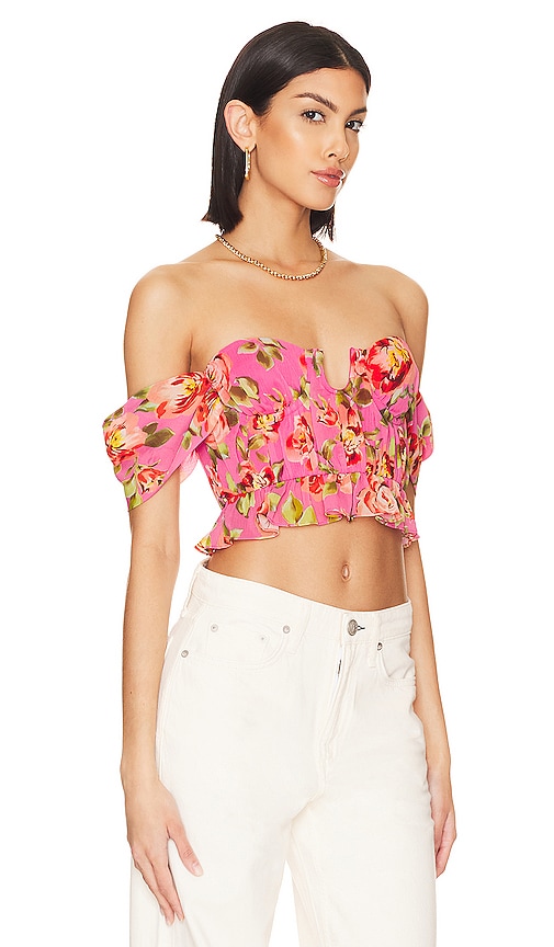 Shop Majorelle Paloma Bustier Top In Pink Sangria Sunset