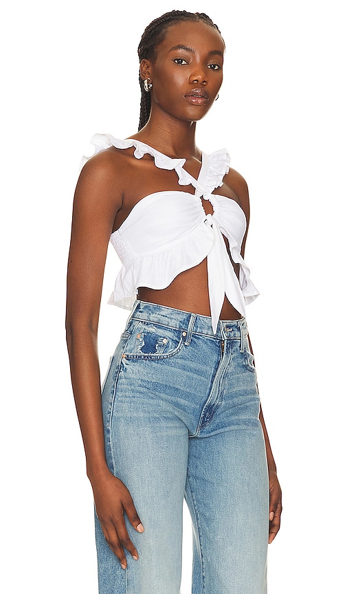 Shop Majorelle Olive Crop Top In White