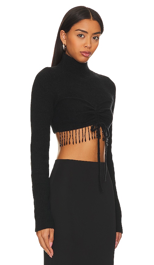 Shop Majorelle Hadia Beaded Fringe Top In Black