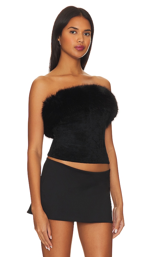 Shop Majorelle Idina Faux Fur Tube Top In Black