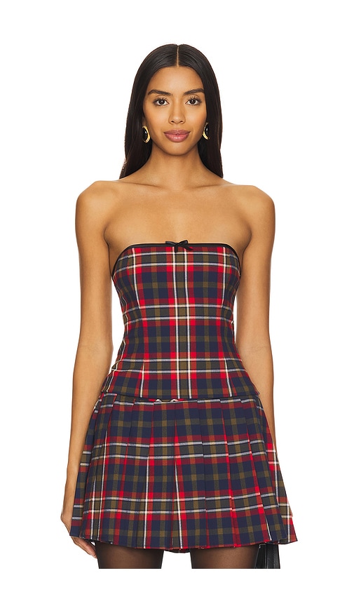 Majorelle Lara Top In Red Multi Plaid