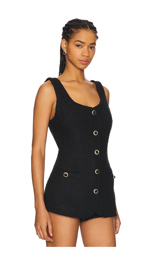 Shop Majorelle Gabrielle Tweed Top In Black