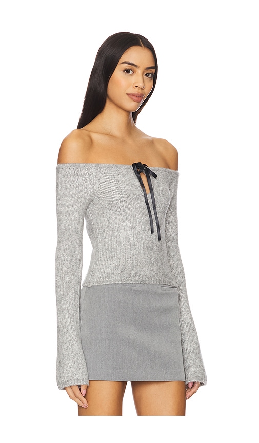 Shop Majorelle Eve Off Shoulder Top In 헤더 그레이