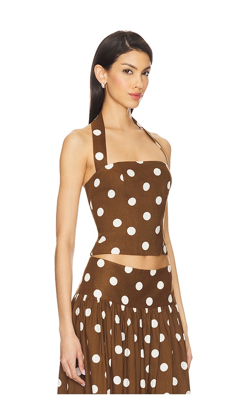 Majorelle Luana Top In Brown & Ivory Dot