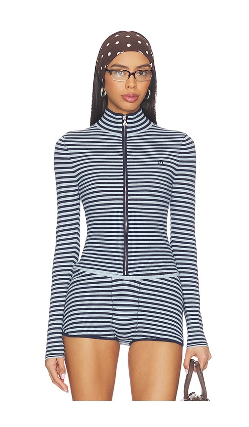 Miaou Vlad Zip Up in Blue Stripe