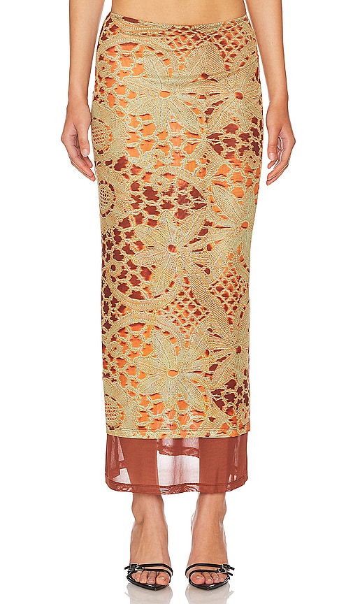 Shop Miaou Topanga Skirt In 蕾丝橙