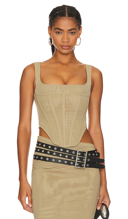 Shop Miaou Campbell Corset In Silver Sage