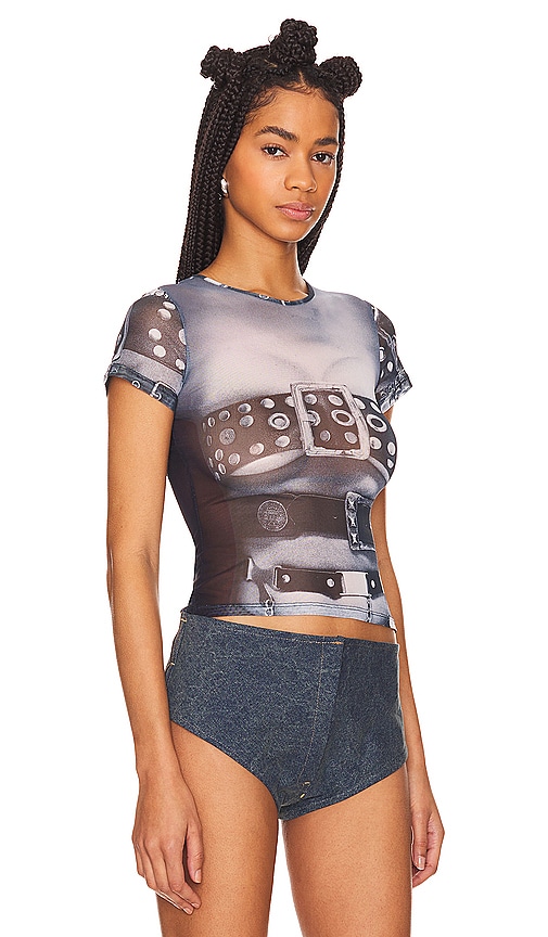 Shop Miaou Mini Tee In Belt Print