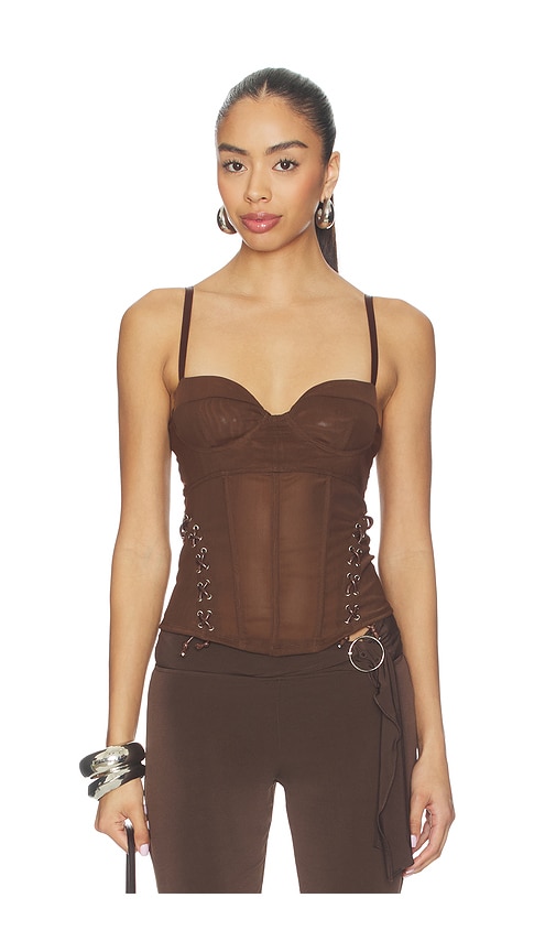 Miaou Christina Corset Top en Chocolate Taille S Also en M 318 €