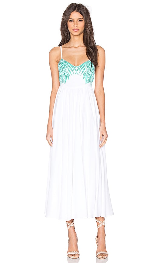 Leaf Embroidered Tie Back Dress