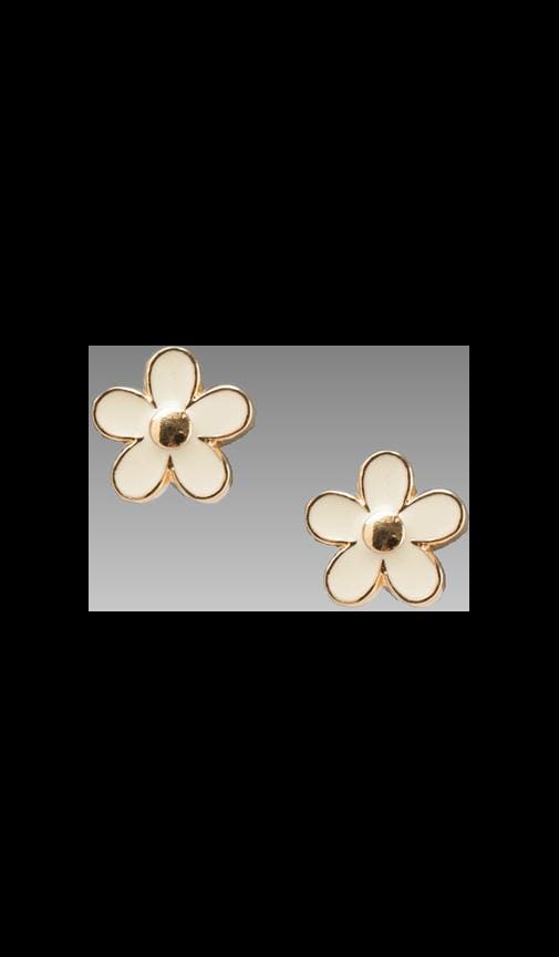 New Marc Jacobs Stud Black Flower Earrings Gold Tone Free Shipping | eBay