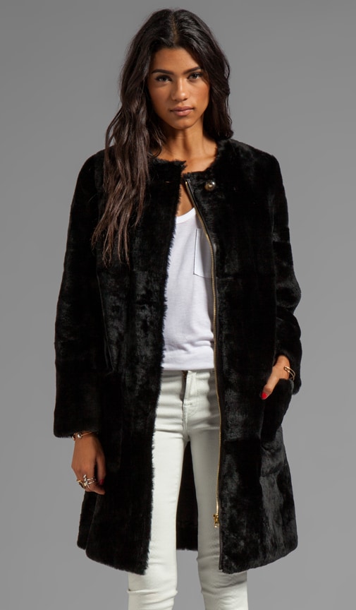 Marc by Marc Jacobs Hudson Shearling Long Coat in Black REVOLVE