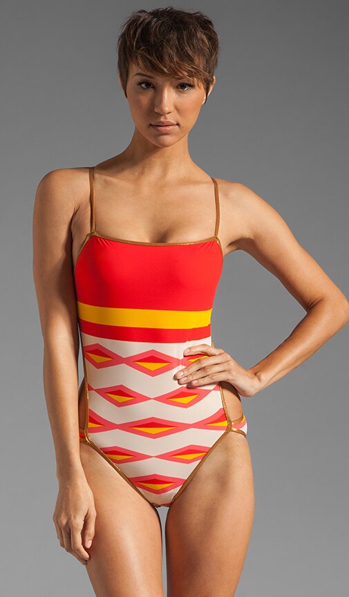 Hayley Stripe Bound Wrap Around Cut Out Maillot