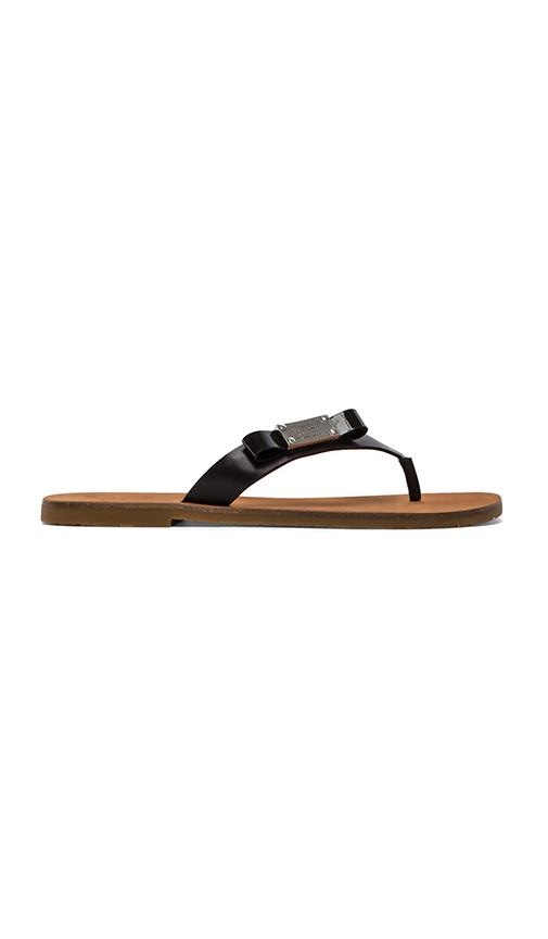 Tuxedo Logo Plaque Leather Flip Flop