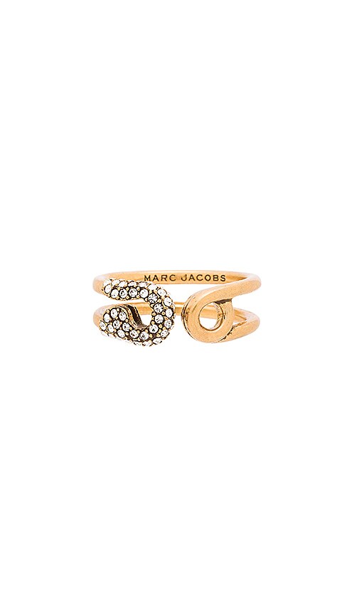 Marc Jacobs Charms Pave Safety Ring in Crystal & Antique Gold