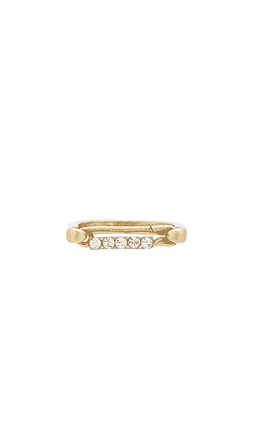 Marc Jacobs Strass Safety Pin Ring in Crystal & Antique Gold | REVOLVE