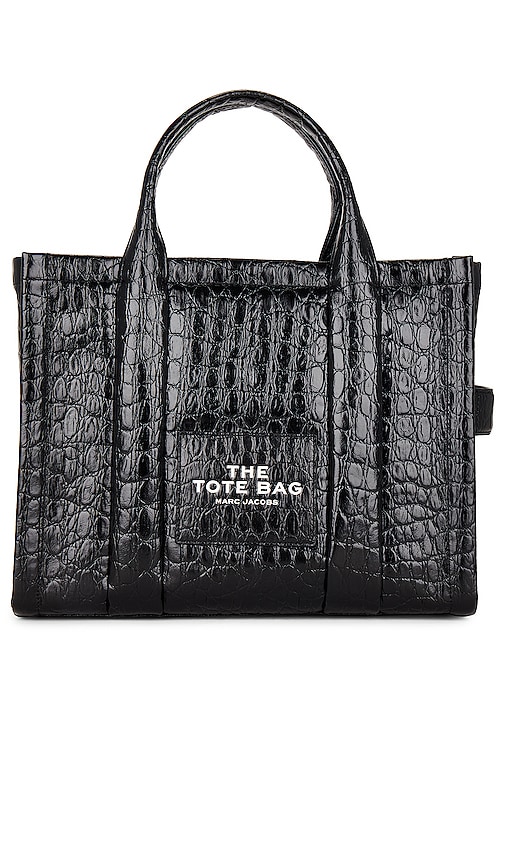 Marc Jacobs The Croc-Embossed Medium Tote Bag in Black