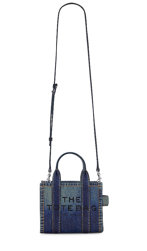 Marc Jacobs The Denim Printed Leather Micro Tote in Denim