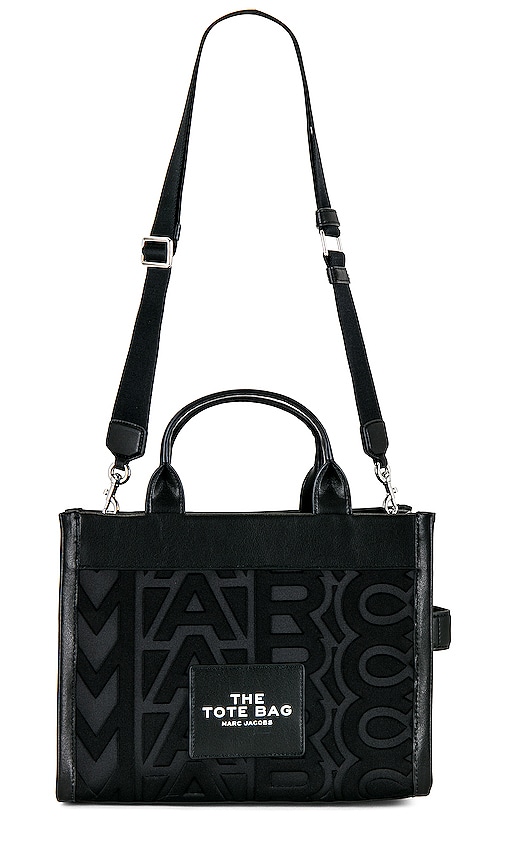 Marc Jacobs 'the Washed Monogram Denim Medium' Shopper Bag in Black