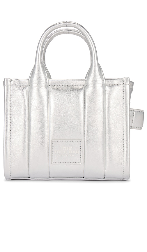 Shop Marc Jacobs The Metallic Leather Crossbody Tote Bag In Metallic Silver