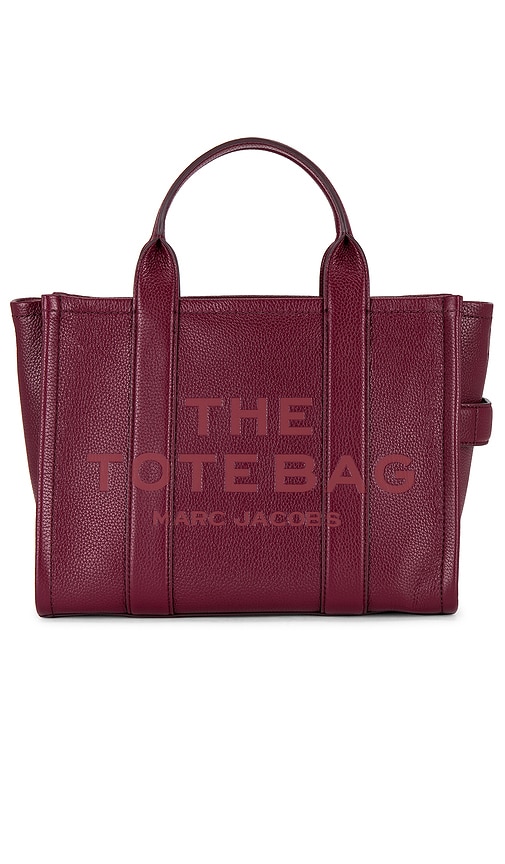 Shop Marc Jacobs The Leather Medium Tote In Æ¨±æ¡ƒçº¢