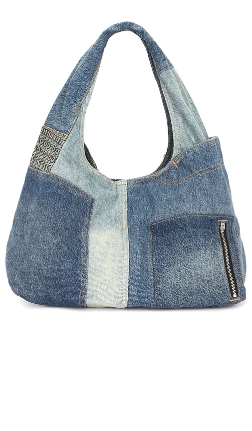 Shop Marc Jacobs The Deconstructed Denim Sack Bag In 混靛蓝色