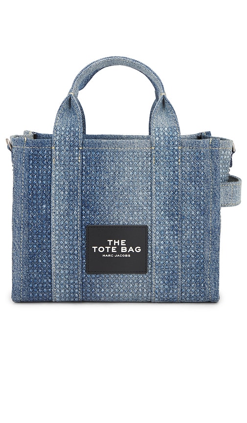 Shop Marc Jacobs The Crystal Denim Small Tote Bag In Blue