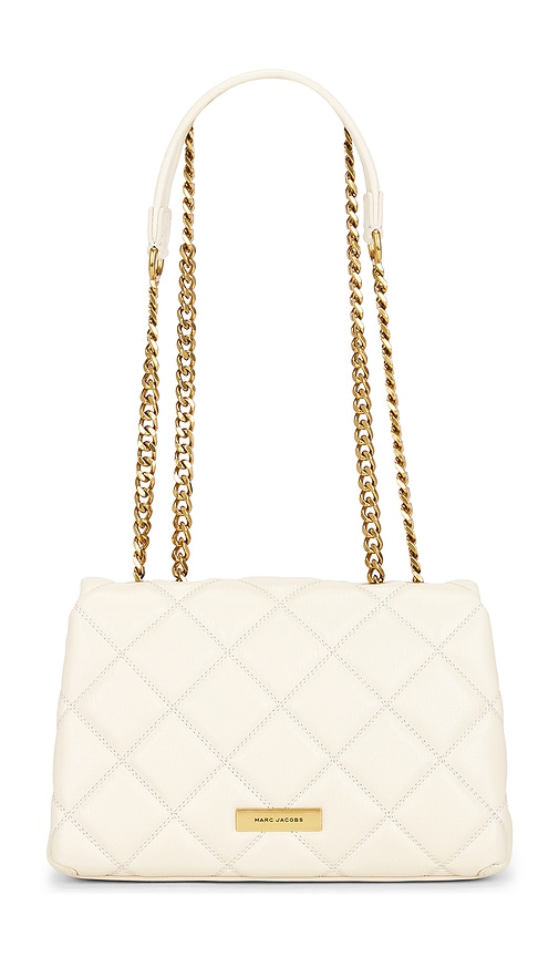  Marc Jacobs Schlanke Schultertasche Mit Zwei Ketten In Ivory. 