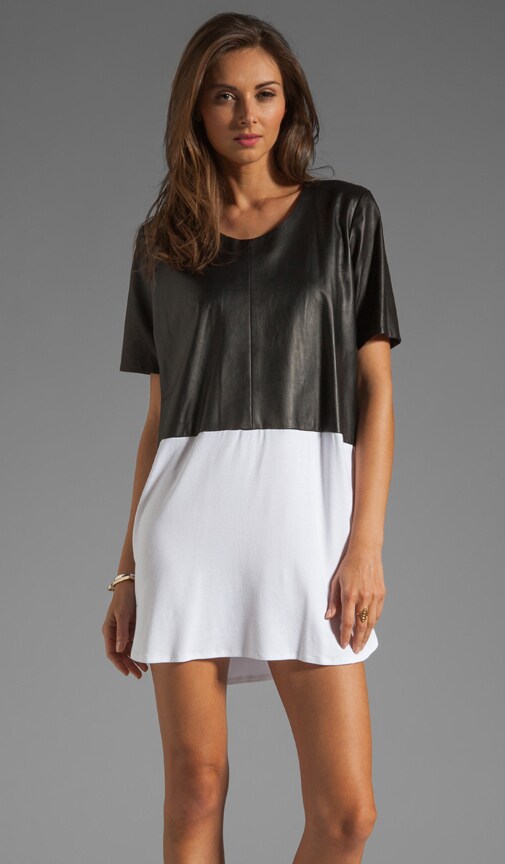 Leather Front Tee Dress