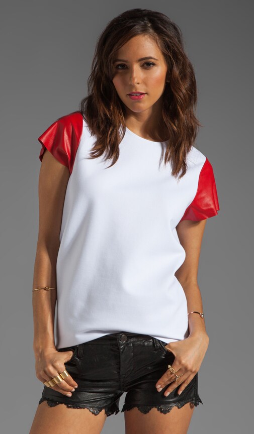 Leather Cap Sleeve Tee