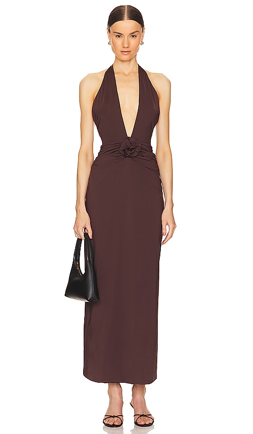 Shop Maygel Coronel Lirio Maxi Dress In Chocolate