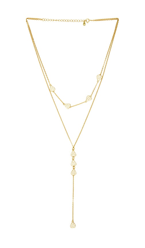 Mazin Jewels Pave Heart Lariat Necklace
